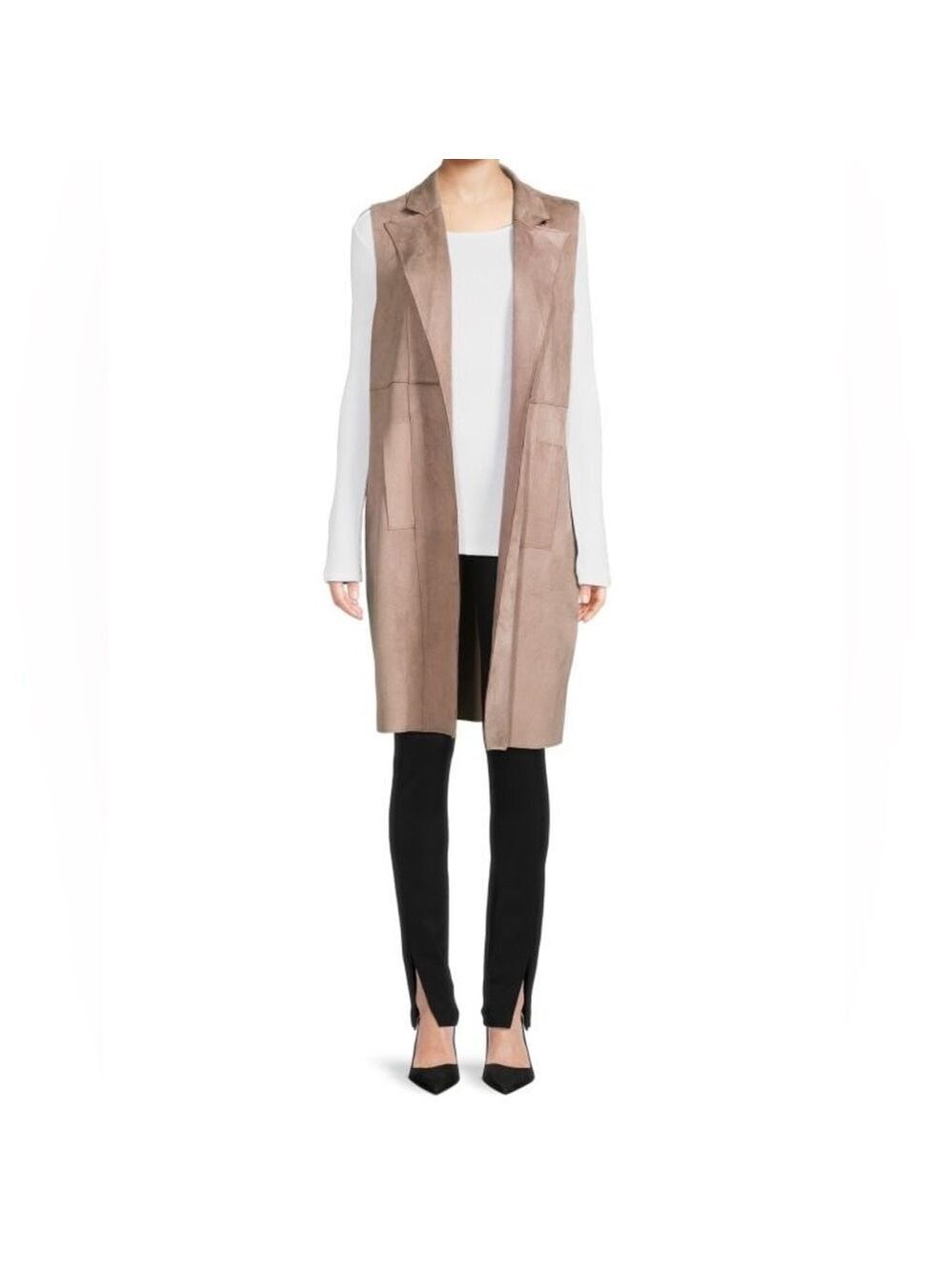 Joan Vass Long Suede Vest Sz X-Large